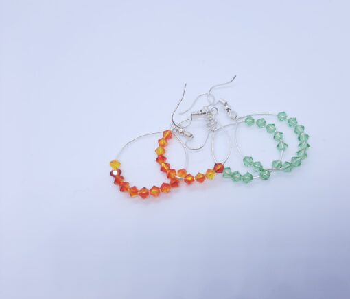 green and orange hoop earrings