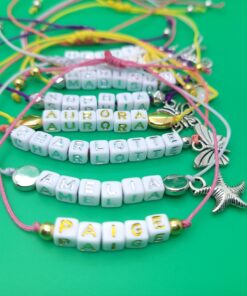 colorful corded name bracelet