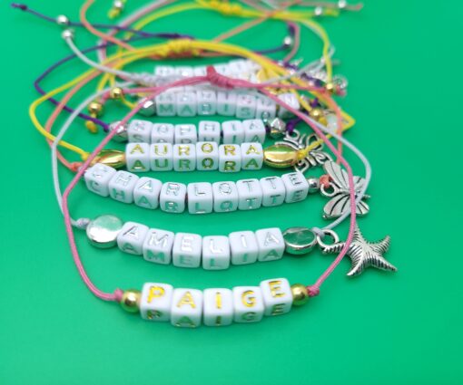 colorful corded name bracelet